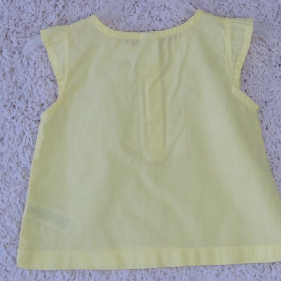 Carter's Sleeveless Blouse‎ Size 9 Months 100% Cotton, Yellow~ White Embroidery - Picture 3 of 8